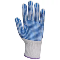 Kötött kék pöttyös vastag polipropilén/pamut kesztyű
