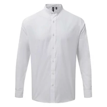Banded collar &#039;grandad&#039; long sleeve shirt