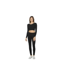 Női pamut spandex jersey hosszú ujjú rövid fazonú top