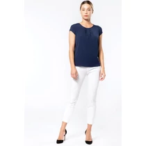 Ladies&#039; short-sleeved crepe blouse