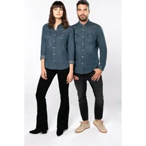 Men&#039;s long-sleeved denim shirt