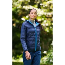 Womens hooded packaway firedown jacket