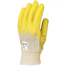 Mártott sárga latex kesztyű, csúszásbiztos, szellőző kézhát