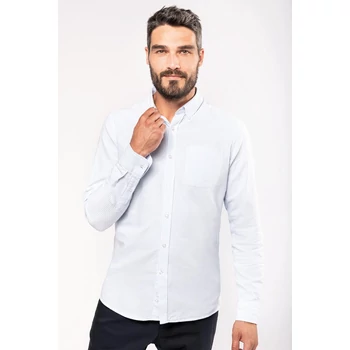 Long-sleeved washed oxford cotton shirt