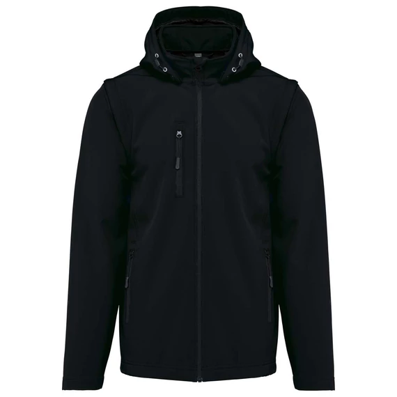3 rétegű unisex softshell kapucnis dzseki levehető ujjal