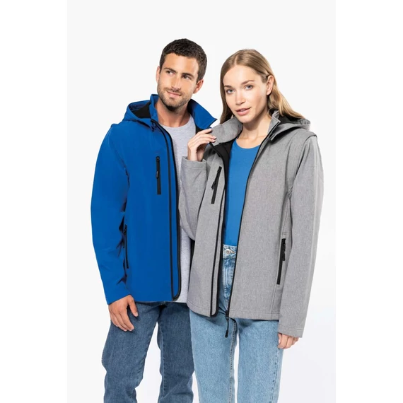 3 rétegű unisex softshell kapucnis dzseki levehető ujjal