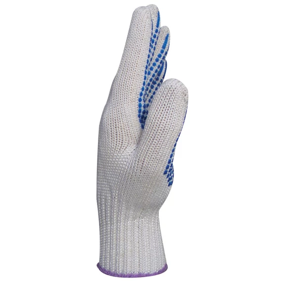 Kötött kék pöttyös vastag polipropilén/pamut kesztyű