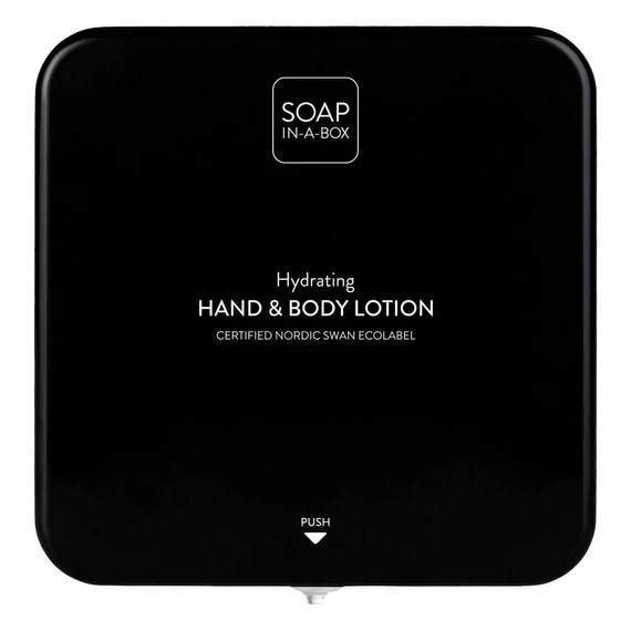 Soap-In-A-Box fényes fekete kéz- és testápoló adagoló