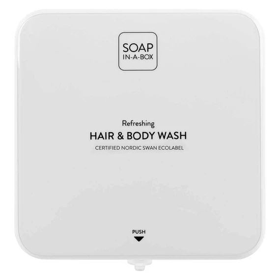 Soap-In-A-Box fényes fehér tusfürdő és sampon adagoló