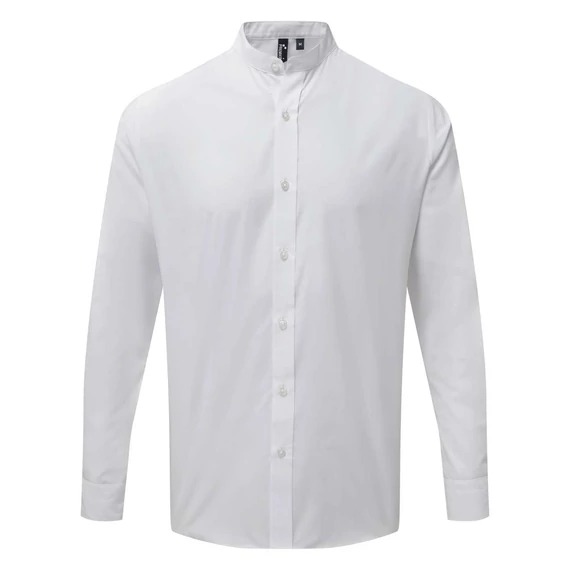 Banded collar 'grandad' long sleeve shirt