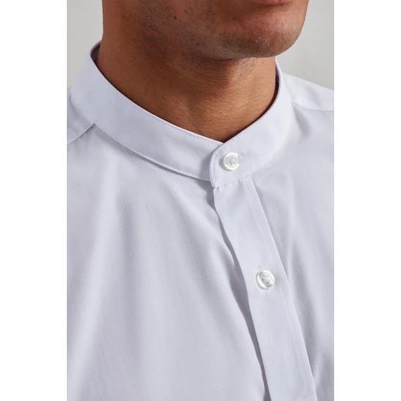Banded collar 'grandad' long sleeve shirt