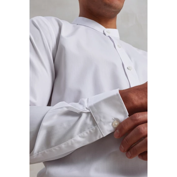 Banded collar 'grandad' long sleeve shirt