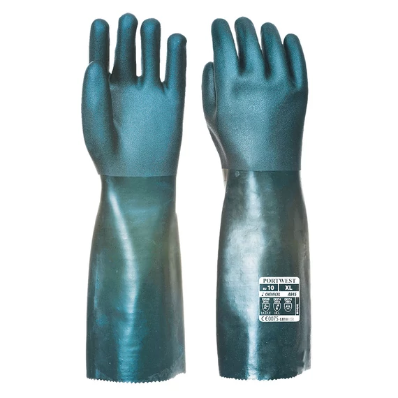 Duplán mártott PVC védőkesztyű 45cm Green