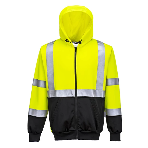 Hi-Vis kéttónusú kapucnis pulóver YeBk