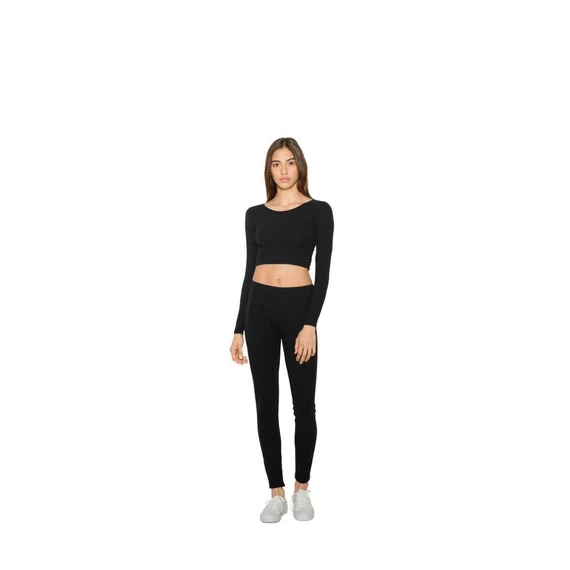 Női pamut spandex jersey hosszú ujjú rövid fazonú top