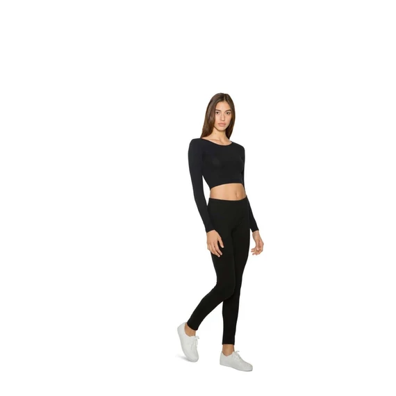 Női pamut spandex jersey hosszú ujjú rövid fazonú top