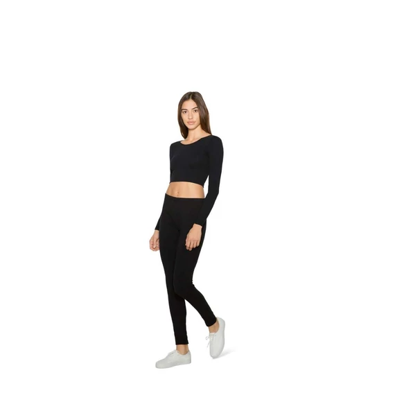 Női pamut spandex jersey hosszú ujjú rövid fazonú top
