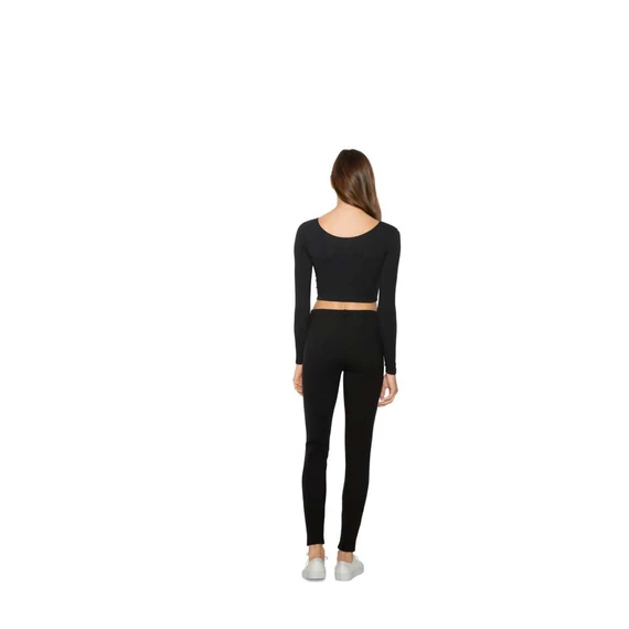 Női pamut spandex jersey hosszú ujjú rövid fazonú top