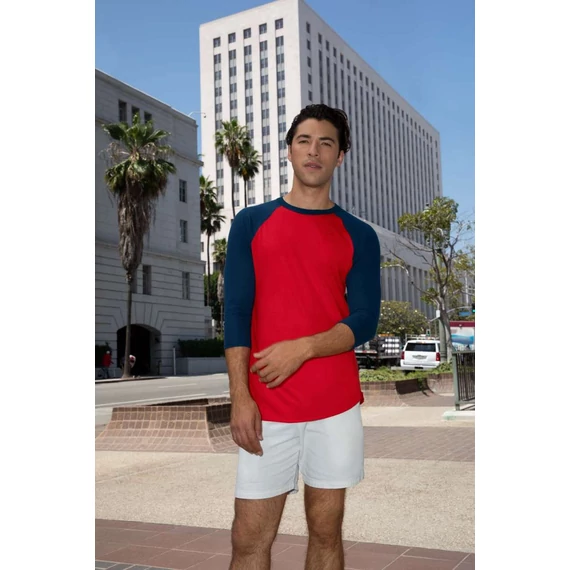 Unisex poly-cotton 3/4 ujjú raglan póló