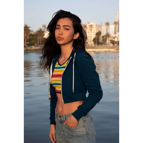 Women's flex fleece cropped zip hooded sweatshirt