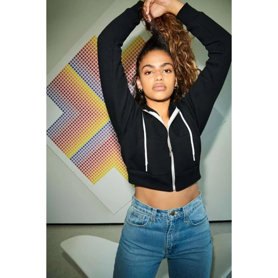 Women's flex fleece cropped zip hooded sweatshirt