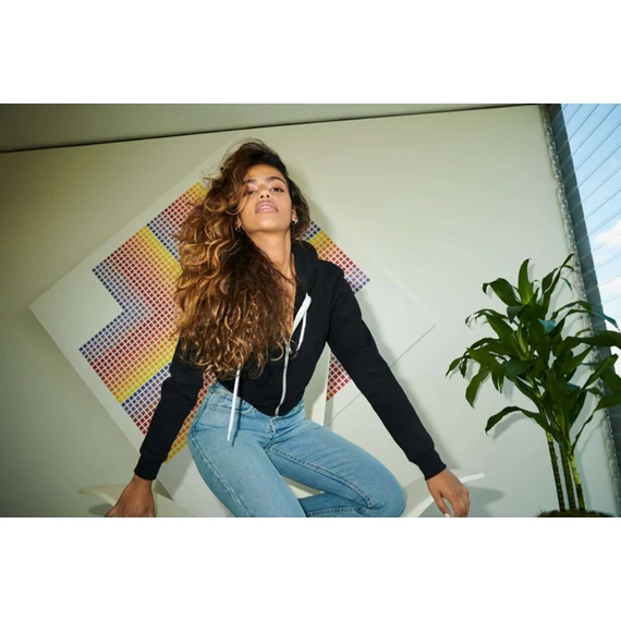 Women's flex fleece cropped zip hooded sweatshirt