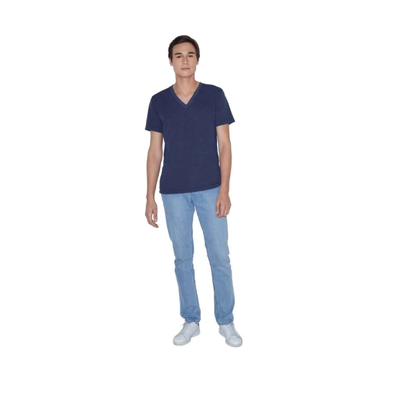 Unisex tri-blend rövid ujjú v-nyakú póló