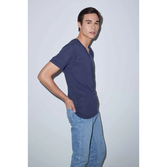 Unisex tri-blend rövid ujjú v-nyakú póló