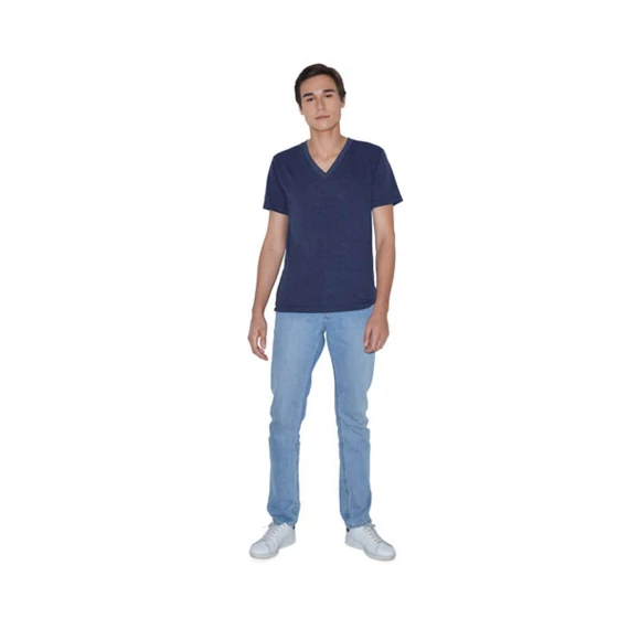 Unisex tri-blend rövid ujjú v-nyakú póló