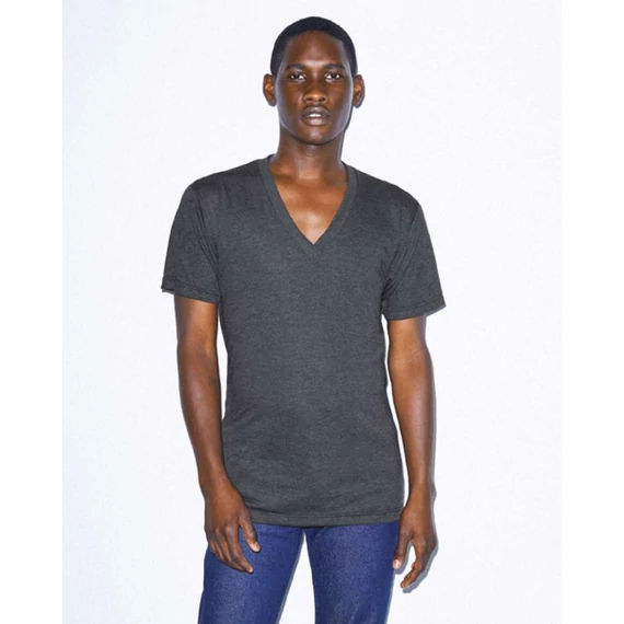 Unisex tri-blend rövid ujjú v-nyakú póló