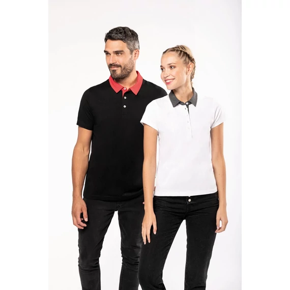 Ladies' two-tone jersey polo shirt
