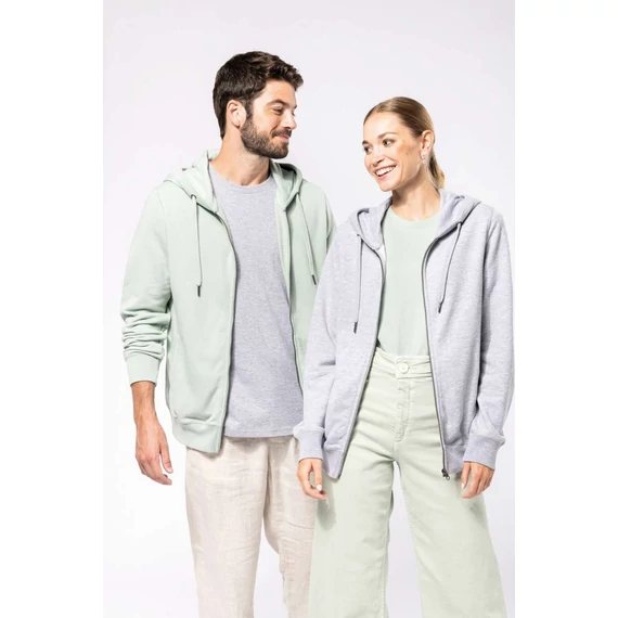 Unisex eco-friendly french terry zipped hooded sweatshirt