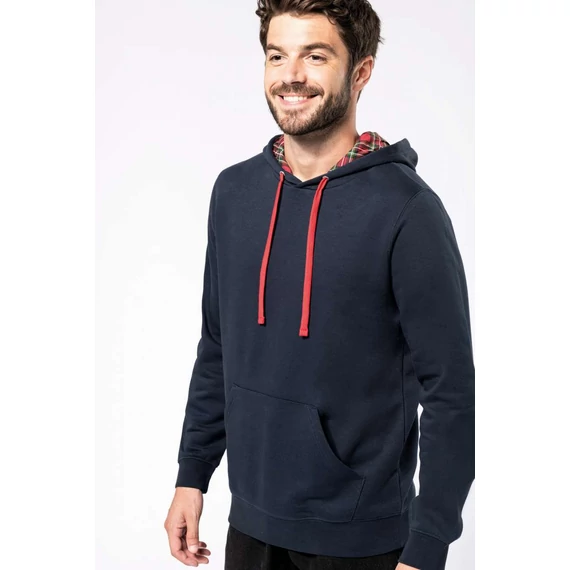 Unisex contrast patterned hooded sweatshirt
