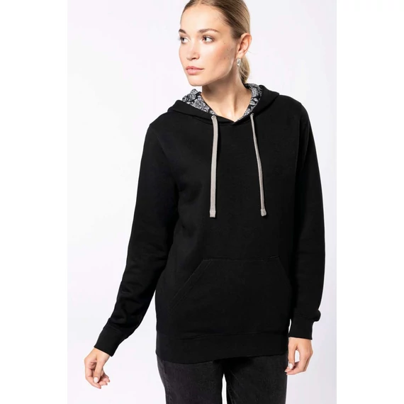 Unisex contrast patterned hooded sweatshirt