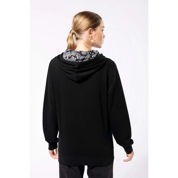 Unisex contrast patterned hooded sweatshirt