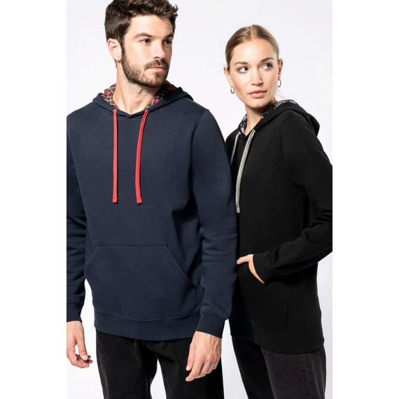 Unisex contrast patterned hooded sweatshirt