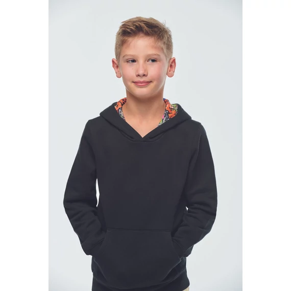 Unisex kids contrast patterned hooded sweatshirt