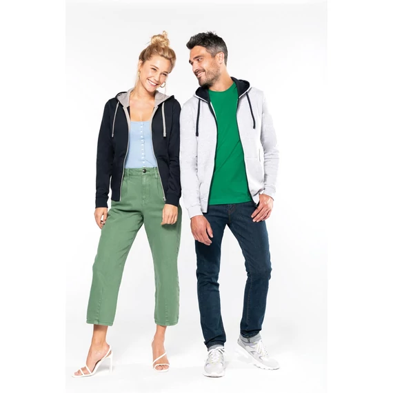 Men's contrast hooded full zip sweatshirt