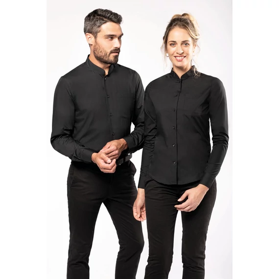Ladies' long-sleeved mandarin collar shirt