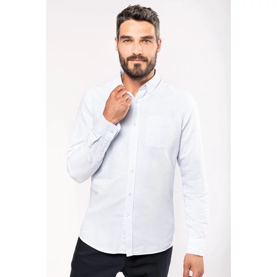 Long-sleeved washed oxford cotton shirt