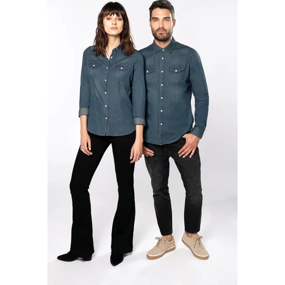 Ladies' long-sleeved denim shirt