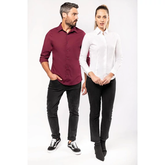 Long-sleeved cotton/elastane shirt