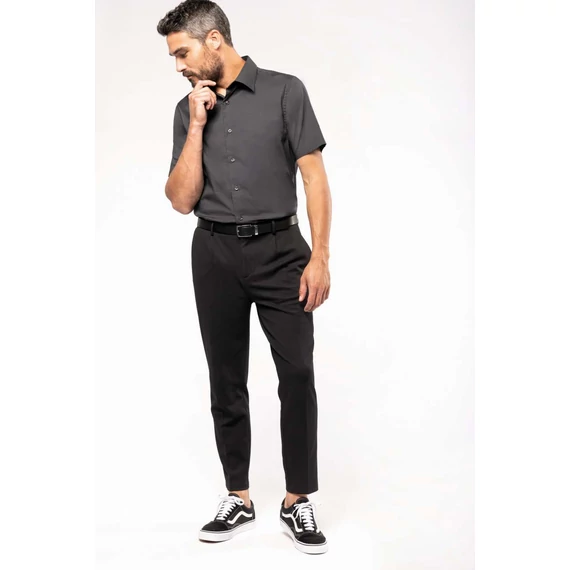 Short-sleeved cotton/elastane shirt
