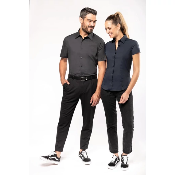 Short-sleeved cotton/elastane shirt
