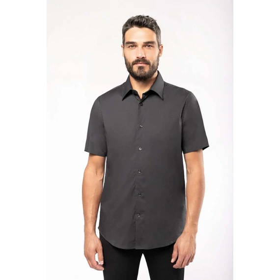 Short-sleeved cotton/elastane shirt