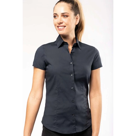 Ladies' short-sleeved cotton/elastane shirt