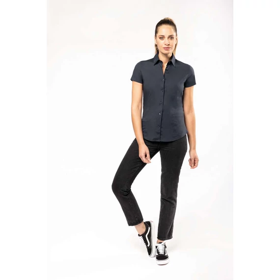 Ladies' short-sleeved cotton/elastane shirt