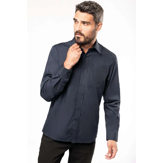 Men's long-sleeved cotton poplin shirt