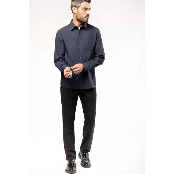 Men's long-sleeved cotton poplin shirt