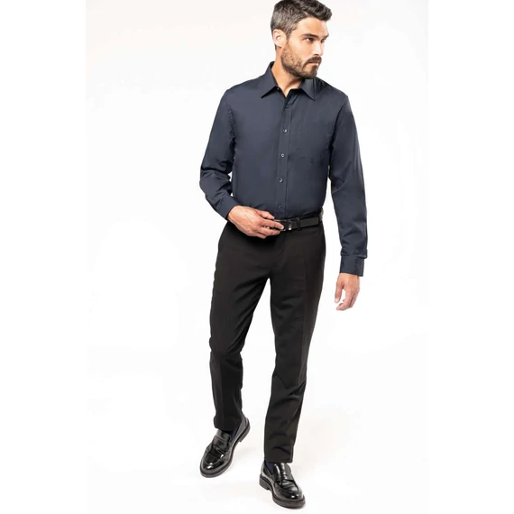 Men's long-sleeved cotton poplin shirt